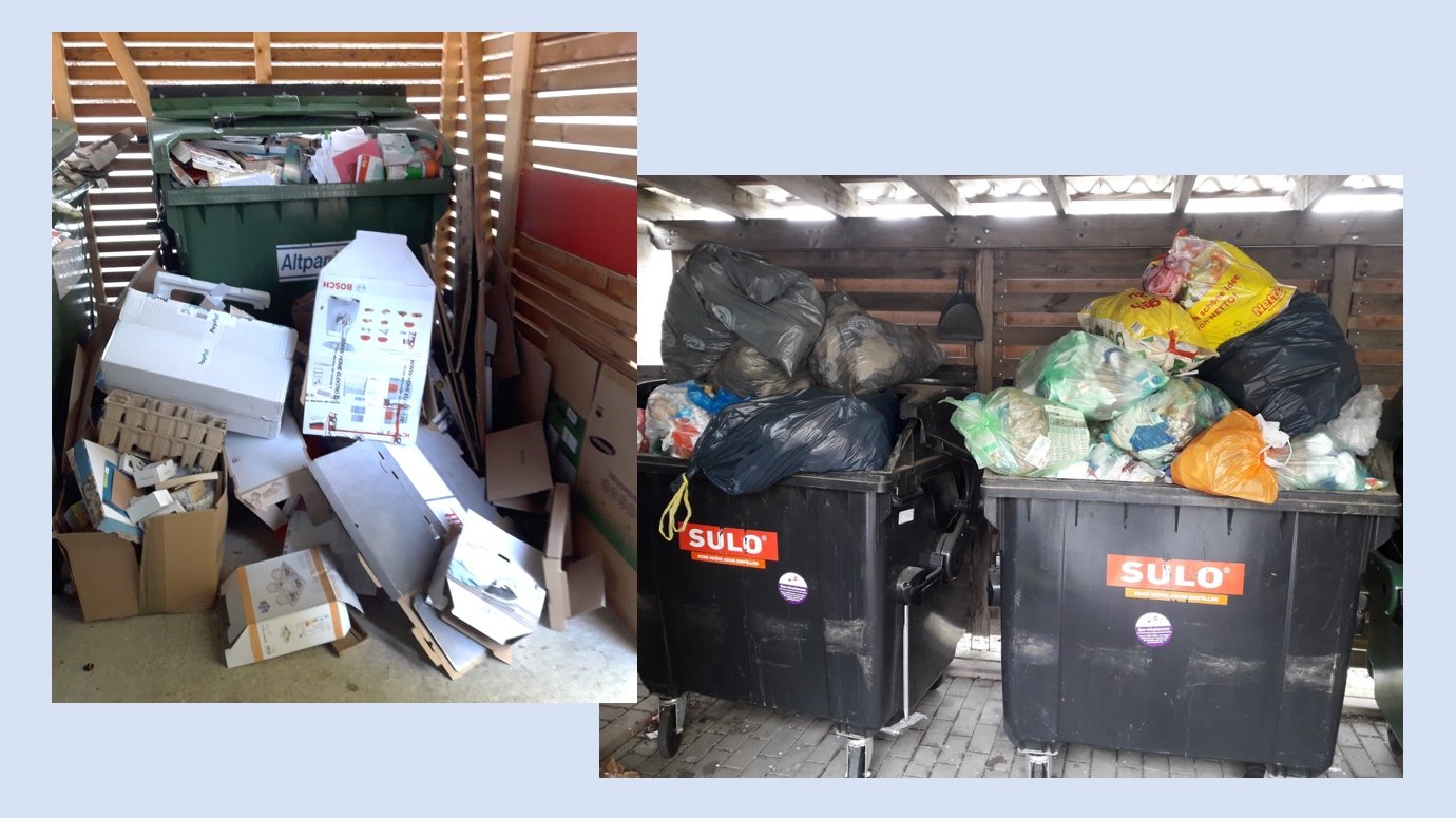 Fotos von übervollen Mülltonnen